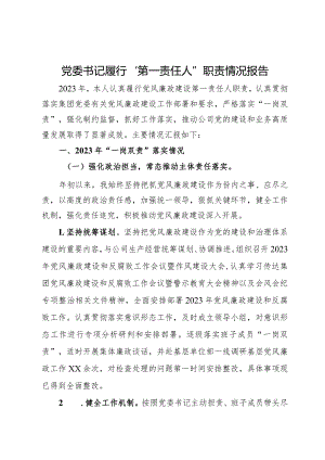 公司党委书记履行“第一责任人”职责情况报告.docx