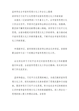 孟祥伟在全市宣传思想文化工作会议上强调.docx