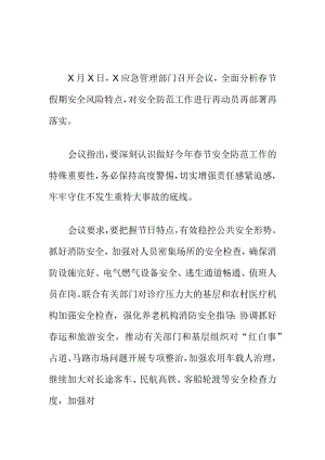 应急管理部门召开春节假期安全防范工作会会议纪要.docx
