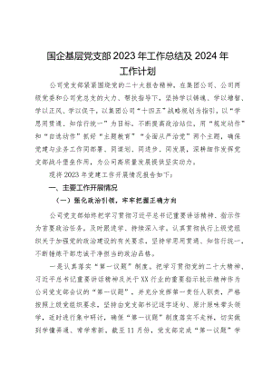 国企基层党支部2023年工作总结及2024年工作计划.docx