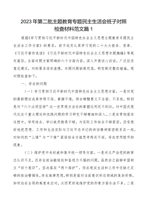2023年第二批主题教育专题民主生活会班子对照检查材料范文2篇.docx