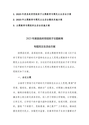 三篇：2023年主题教育专题民主生活会整改实施方案范文（新六个方面）.docx