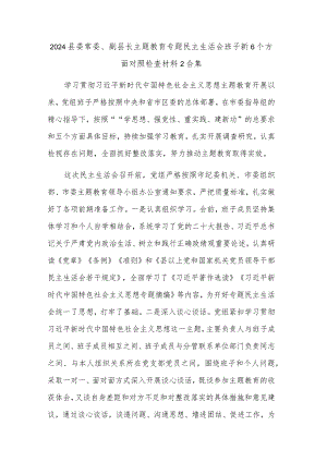 2024县委常委、副县长主题教育专题民主生活会班子新6个方面对照检查材料2合集.docx