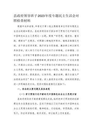 县政府领导班子2023年度专题民主生活会对照检查材料.docx