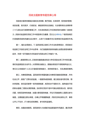 民政主题教育专题党课心得.docx