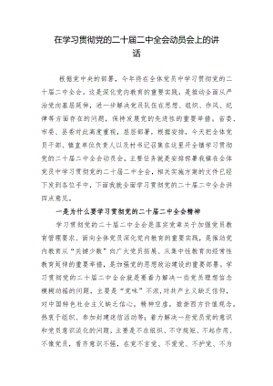 在学习贯彻党的二十届二中全会动员会上的讲话.docx