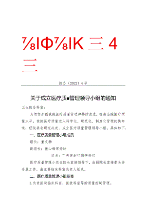 关于成立医疗质量管理领导小组的通知.docx