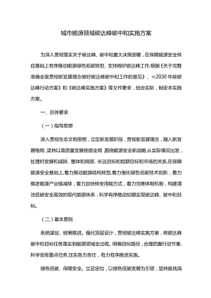 城市能源领域碳达峰碳中和实施方案.docx
