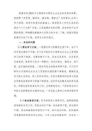 副书记主题教育专题民主生活会个人对照检查材料.docx