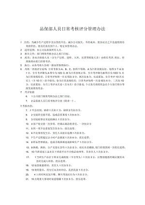 品保部人员日常考核评分管理办法.docx