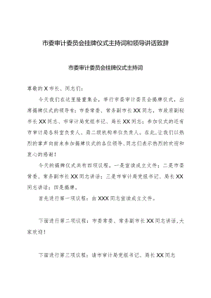 市委审计委员会挂牌仪式主持词和领导讲话致辞.docx