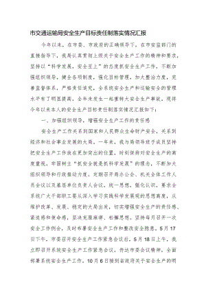 市交通运输局安全生产目标责任制落实情况汇报.docx