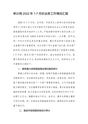 审计局2022年1-7月份业务工作情况汇报.docx