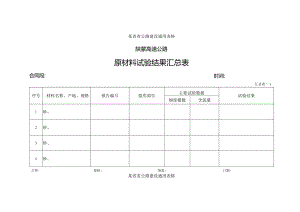 原材料试验结果汇总表工程文档范本.docx