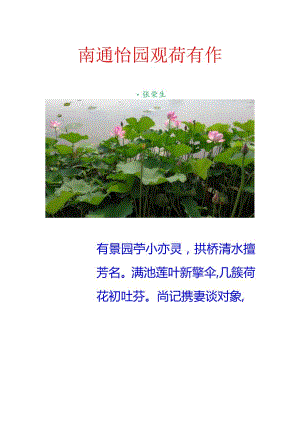 南通怡园观荷有作.docx