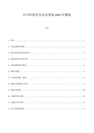 公司环境安全应急预案2023年模板.docx