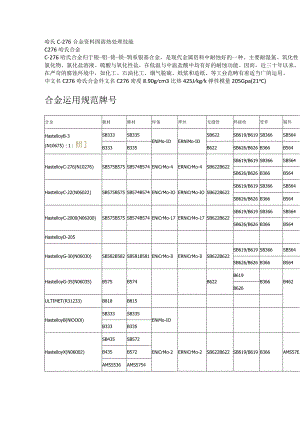 哈氏C-276合金资料固溶热处理技能.docx