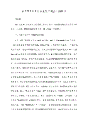 在2022年7月安全生产例会上的讲话.docx