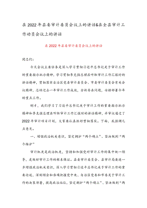 在2022年县委审计委员会议上的讲话 & 在全县审计工作动员会议上的讲话.docx