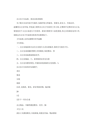 办公室卫生标准、要求及检查细则.docx