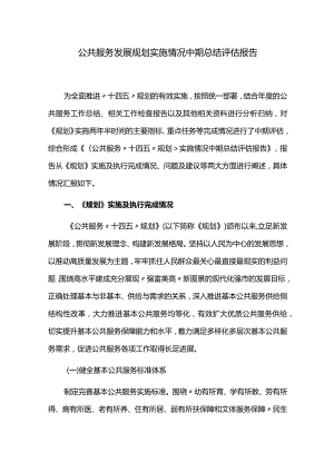 公共服务发展规划实施情况中期总结评估报告.docx