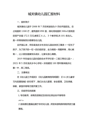 城关镇幼儿园汇报材料.docx