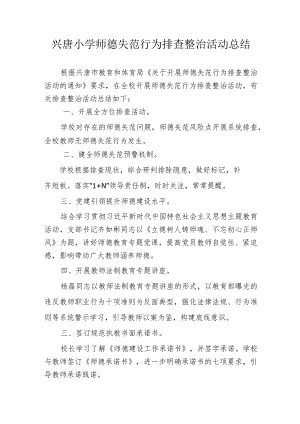 兴唐小学师德失范行为排查整治活动总结.docx