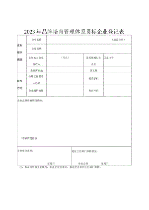 品牌培育管理体系贯标企业登记表.docx