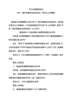 关于“医疗质量安全改进目标”责任分工的模板.docx
