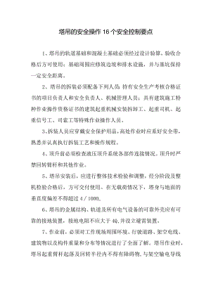 塔吊的安全操作16个安全控制要点.docx