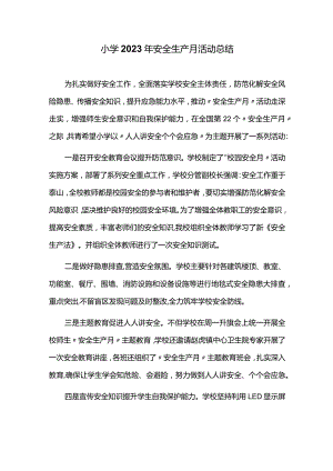 小学2023年安全生产月活动总结.docx