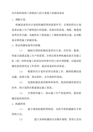 室内装饰装修工程拟投入的主要施工机械设备表.docx