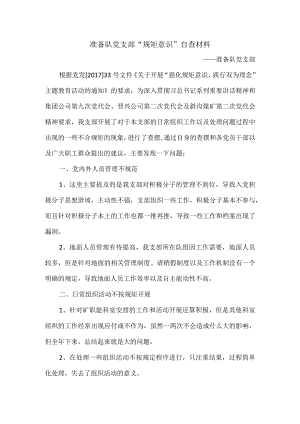 准备队党支部“规矩意识”自查发言材料.docx