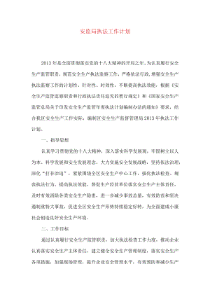 安监局执法工作计划.docx