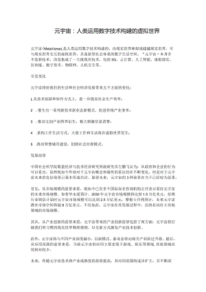 元宇宙：人类运用数字技术构建的虚拟世界.docx