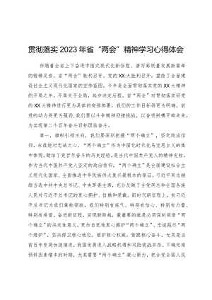 学习“两会”系列文件——贯彻落实2023年XX省“两会”精神学习心得体会.docx