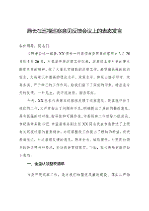 局长在巡视巡察意见反馈会议上的表态发言.docx