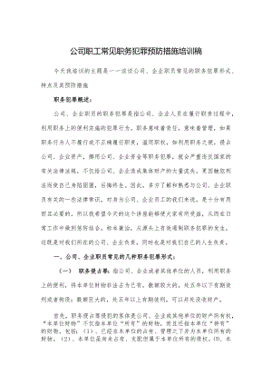 公司职工常见职务犯罪预防措施培训稿.docx