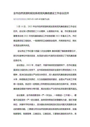 全市自然资源和规划系统党风廉政建设工作会议召开.docx