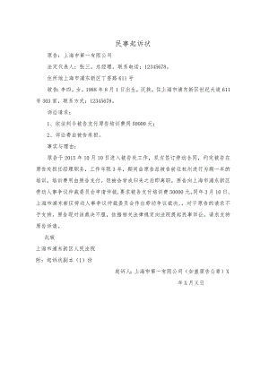 劳动争议纠纷企业起诉状样本.docx