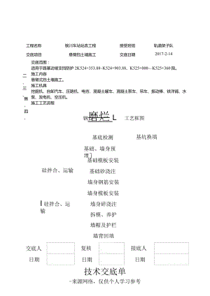 悬臂挡土墙施工技术交底单.docx