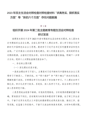 2023年民主生活会对照检查对照检查材料“求真务实、狠抓落实方面”等“新的六个方面”存在问题数篇.docx