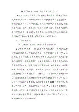 XX镇2022年上半年工作总结及下步工作计划.docx