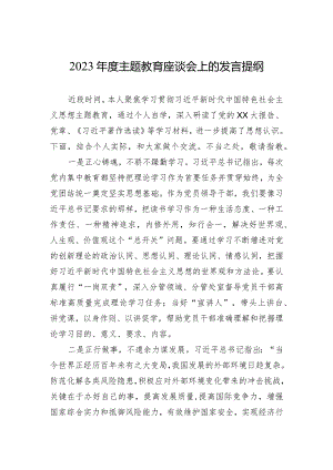 2023年度主题教育座谈会上的发言提纲.docx