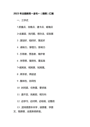2023年主题教育“金句”(提纲)汇编.docx