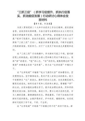 “三抓三促”（抓学习促提升、抓执行促落实、抓效能促发展）行动研讨心得体会发言材料-共三篇.docx