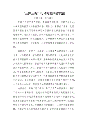“三抓三促”行动专题研讨发言材料共计3篇.docx
