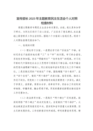 2023年主题教育专题民主生活会党员干部个人对照检查材料和发言提纲（精选两篇合辑）.docx