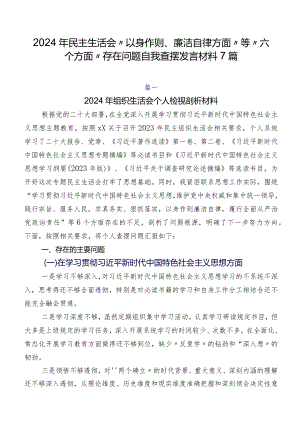 2024年民主生活会“以身作则、廉洁自律方面”等“六个方面”存在问题自我查摆发言材料7篇.docx