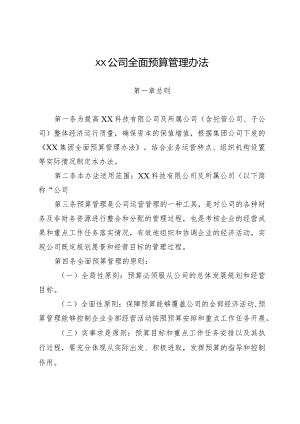 xx公司全面预算管理办法.docx